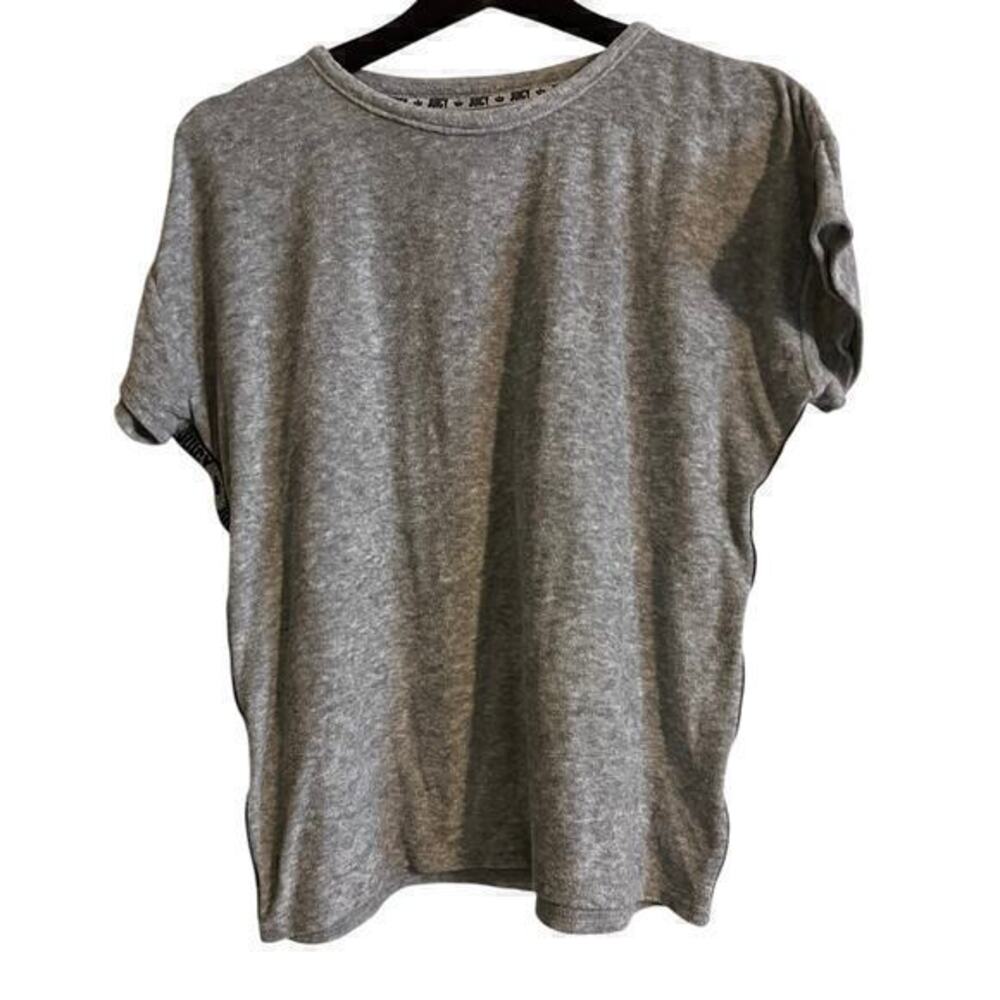 Juicy Couture Woman’s Gray Terry Cloth Top Logo Bling on sides Y2K Size L